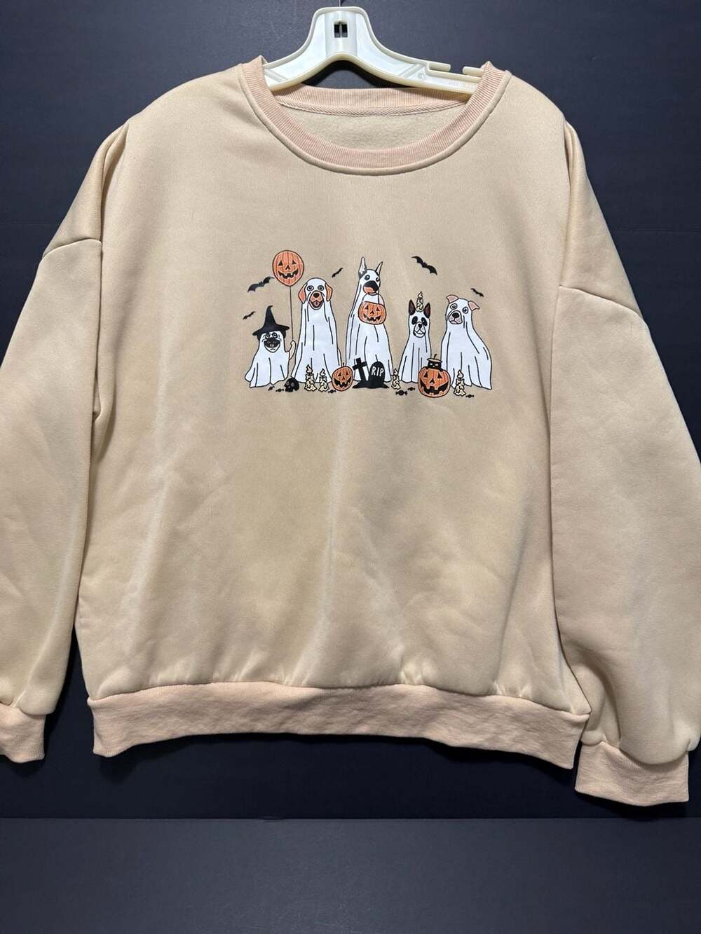 SHEIN Halloween Ghost Dogs Print Crewneck Sweatshirt